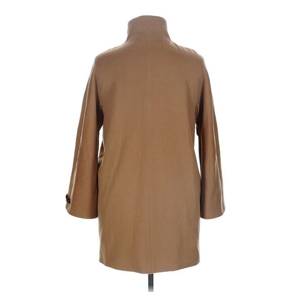 Los Copains Loro Piana Tan Camel Wool Cape Coat Gold Zipper 46 US 16 - Picture 2 of 9